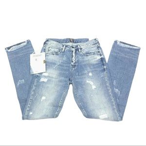 Prps Demon Men's Slim Fit Distressed Bootcut Jeans Size 29 29X33.5 Blue Mid Rise